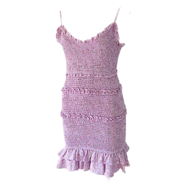 MINX & MOSS mauve purple floral bodycon Dress Ruffles - Picture 8 of 8